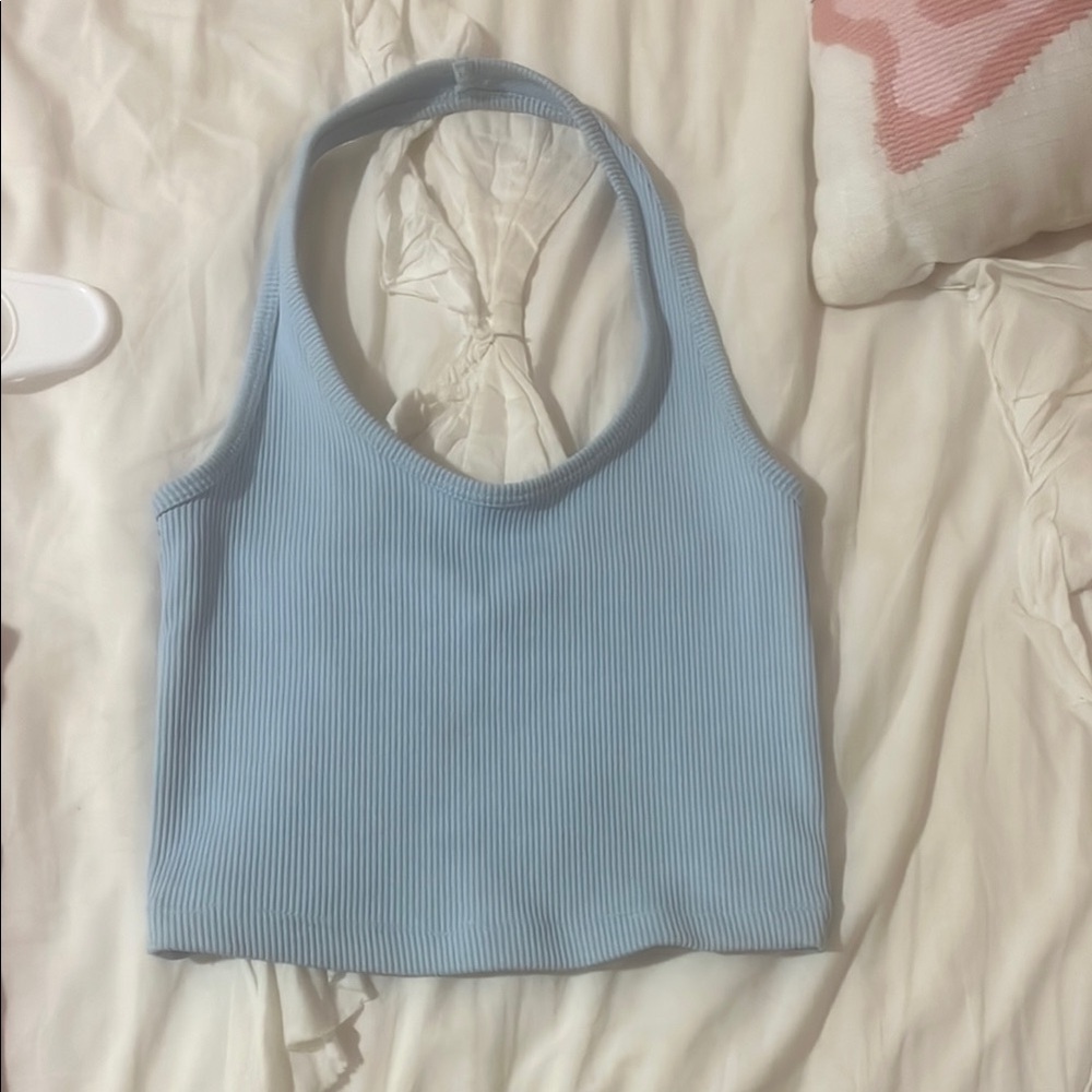 H&M Blue Crop Tank Top Sleeveless